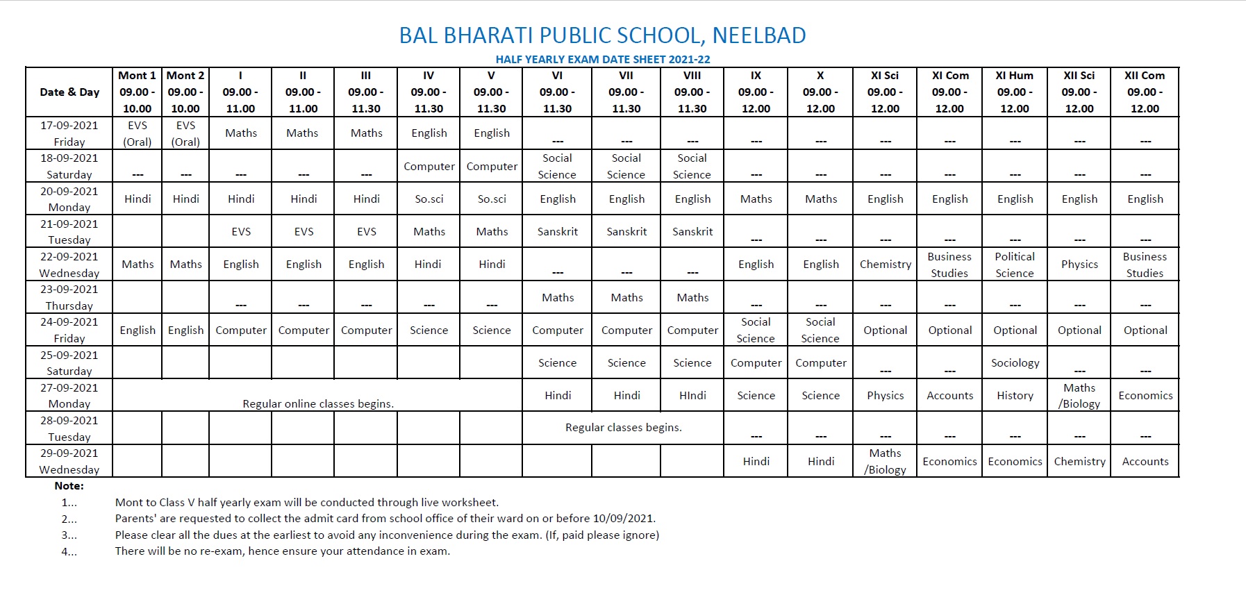 hyexamdatesheet21-22