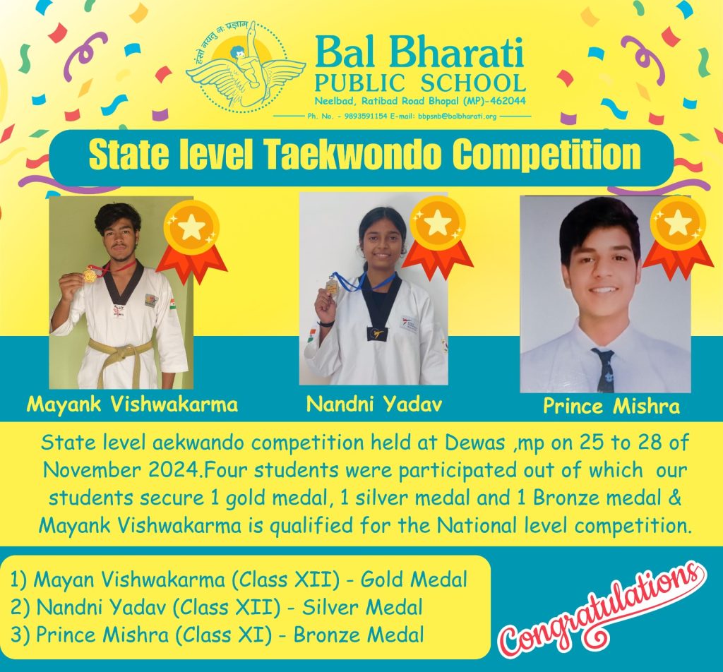 BBPS Neelbad Bhopal participation in MP OPEN STATE TAEKNONDO CHAMPIONSHIP